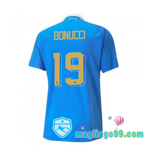 Magliago - Passione Maglie Thai Affidabili Basso Costo Online Shop | Nazionale Maglia Calcio Italia（Bonucci 19）Prima Blu 2022/2023