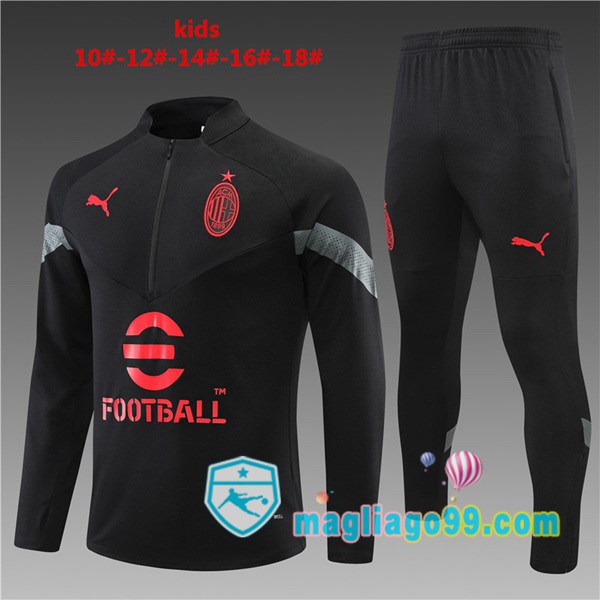 Magliago - Passione Maglie Thai Affidabili Basso Costo Online Shop | Tuta da Allenamento AC Milan Bambino Nero 2022/2023