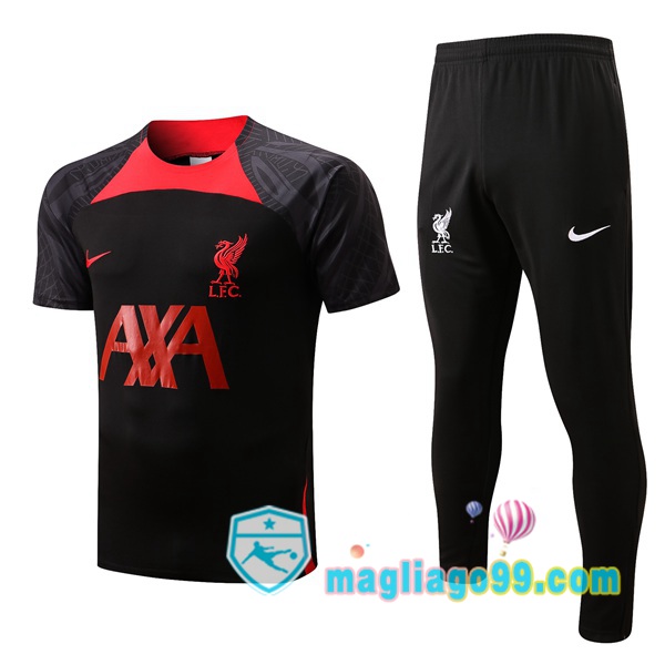 Magliago - Passione Maglie Thai Affidabili Basso Costo Online Shop | Tuta Maglie Allenamento FC Liverpool + Pantaloni Nero 2022/2023