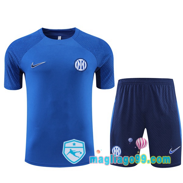 Magliago - Passione Maglie Thai Affidabili Basso Costo Online Shop | Tuta Maglie Allenamento Inter Milan + Shorts Blu 2022/2023