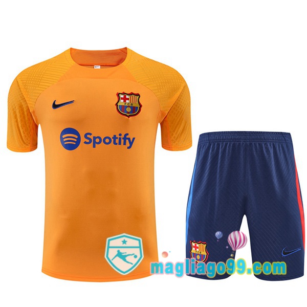 Magliago - Passione Maglie Thai Affidabili Basso Costo Online Shop | Tuta Maglie Allenamento FC Barcellona + Shorts Arancione 2022/2023