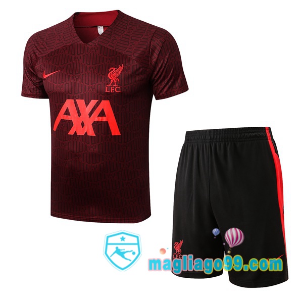 Magliago - Passione Maglie Thai Affidabili Basso Costo Online Shop | Tuta Maglie Allenamento FC Liverpool + Shorts Rosso 2022/2023
