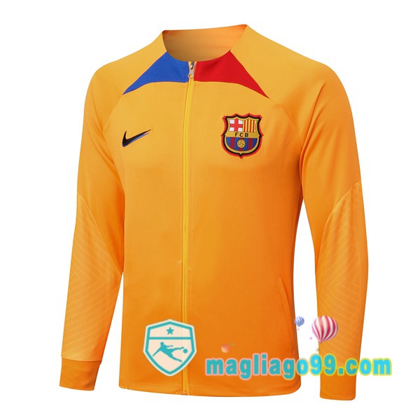 Magliago - Passione Maglie Thai Affidabili Basso Costo Online Shop | Giacca Da Allenamento FC Barcellona Arancione 2022/2023