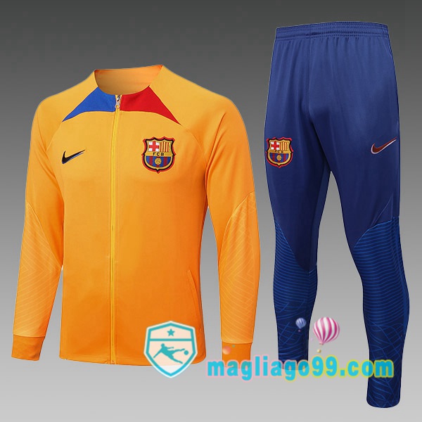 Magliago - Passione Maglie Thai Affidabili Basso Costo Online Shop | Giacca Da Allenamento FC Barcellona Bambino Arancione 2022/2023