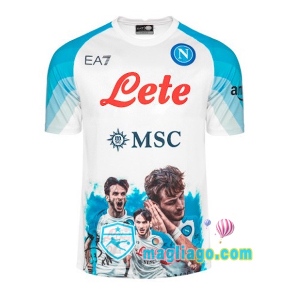 Magliago - Passione Maglie Thai Affidabili Basso Costo Online Shop | Maglia SSC Napoli (Kvaratskhelia 77) Blu Bianco 2022/2023