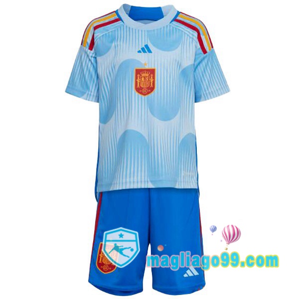 Magliago - Passione Maglie Thai Affidabili Basso Costo Online Shop | Maglia Spagna Bambino Seconda Blu Bianco 2022/2023