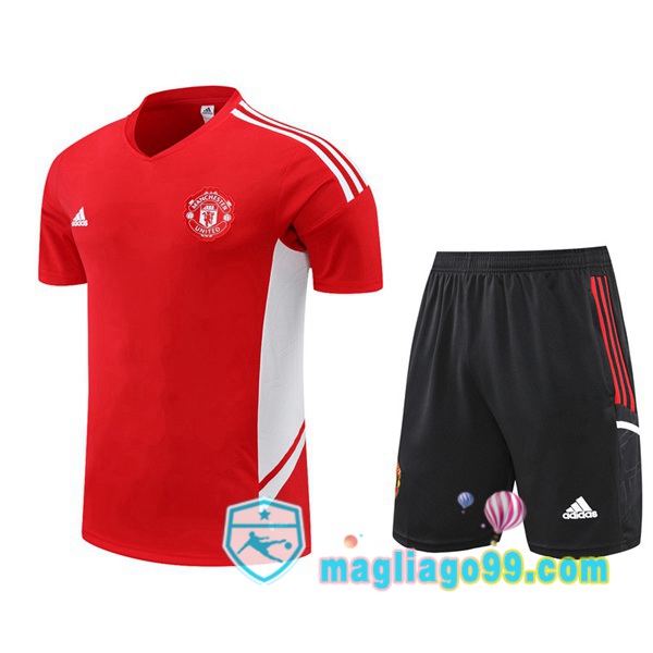 Magliago - Passione Maglie Thai Affidabili Basso Costo Online Shop | Tuta Maglie Allenamento Manchester United + Shorts Rosso 2022/2023