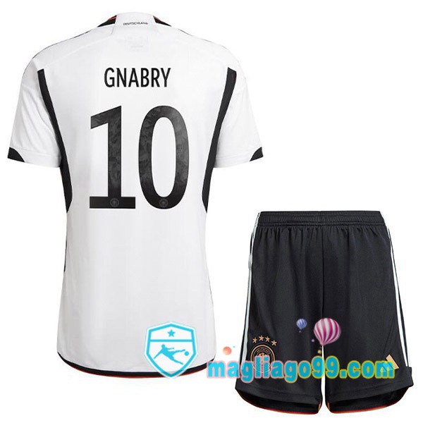 Magliago - Passione Maglie Thai Affidabili Basso Costo Online Shop | Nazionale Maglia Calcio Germania (GNABRY 10) Bambino Prima Nero Bianco Coppa del Mondo 2022