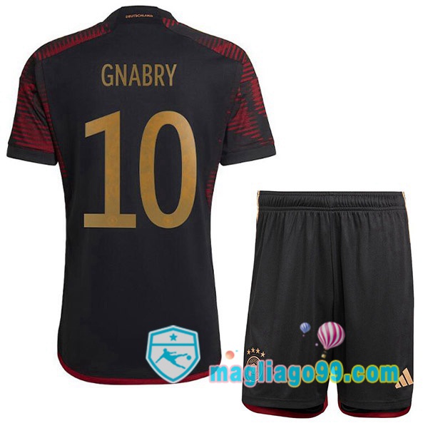 Magliago - Passione Maglie Thai Affidabili Basso Costo Online Shop | Nazionale Maglia Calcio Germania (GNABRY 10) Bambino Seconda Nero Coppa del Mondo 2022