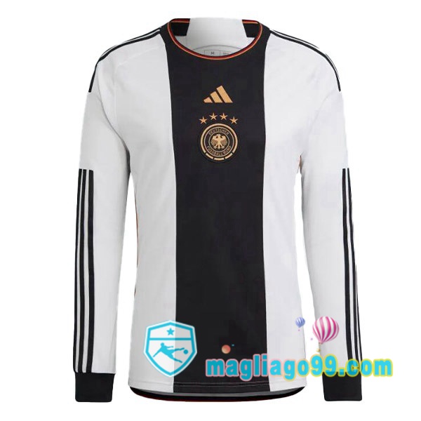 Magliago - Passione Maglie Thai Affidabili Basso Costo Online Shop | Nazionale Maglia Calcio Germania Prima Maniche Lunghe Nero Bianco 2022/2023