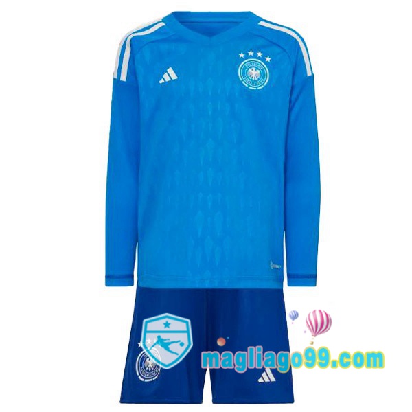 Magliago - Passione Maglie Thai Affidabili Basso Costo Online Shop | Nazionale Maglia Calcio Germania Bambino Portiere Maniche Lunghe Blu Coppa del Mondo 2022