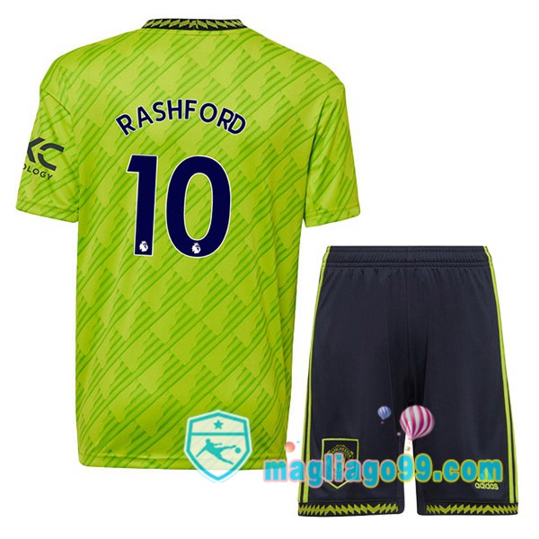 Magliago - Passione Maglie Thai Affidabili Basso Costo Online Shop | Maglia Manchester United (RASHFORD 10) Bambino Terza Verde 2022/2023