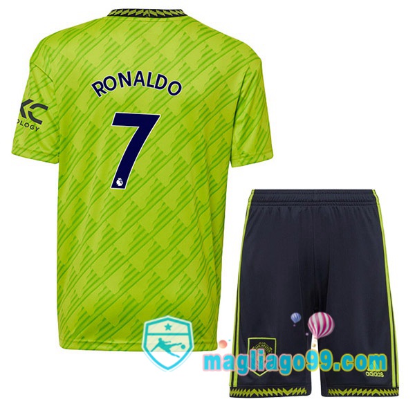 Magliago - Passione Maglie Thai Affidabili Basso Costo Online Shop | Maglia Manchester United (RONALDO 7) Bambino Terza Verde 2022/2023