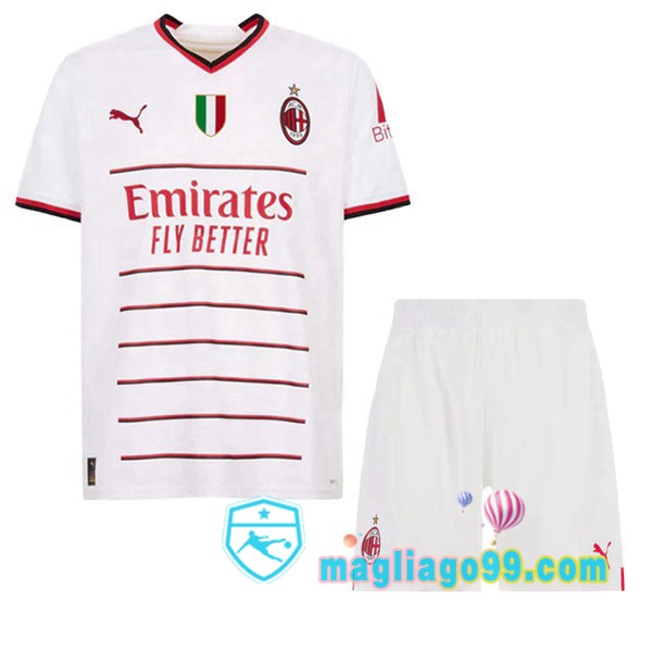 Magliago - Passione Maglie Thai Affidabili Basso Costo Online Shop | Maglia AC Milan Bambino Seconda Bianco 2022/2023
