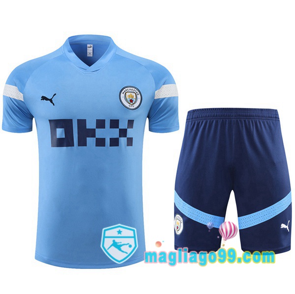 Magliago - Passione Maglie Thai Affidabili Basso Costo Online Shop | Tuta Maglie Allenamento Manchester City + Shorts Blu 2022/2023