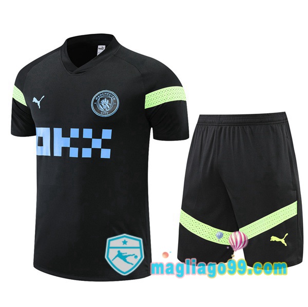 Magliago - Passione Maglie Thai Affidabili Basso Costo Online Shop | Tuta Maglie Allenamento Manchester City + Shorts Nero 2022/2023