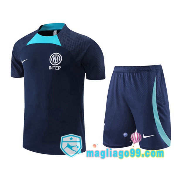 Magliago - Passione Maglie Thai Affidabili Basso Costo Online Shop | Tuta Maglie Allenamento Inter Milan + Shorts Blu Royal 2022/2023