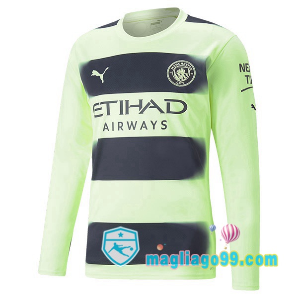 Magliago - Passione Maglie Thai Affidabili Basso Costo Online Shop | Maglia Manchester City Terza Maniche Lunghe Verde Nero 2022/2023