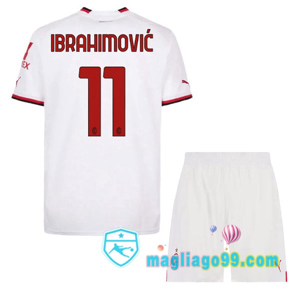 Magliago - Passione Maglie Thai Affidabili Basso Costo Online Shop | Maglia AC Milan (IBRAHIMOVIĆ 11) Bambino Seconda Bianco 2022/2023