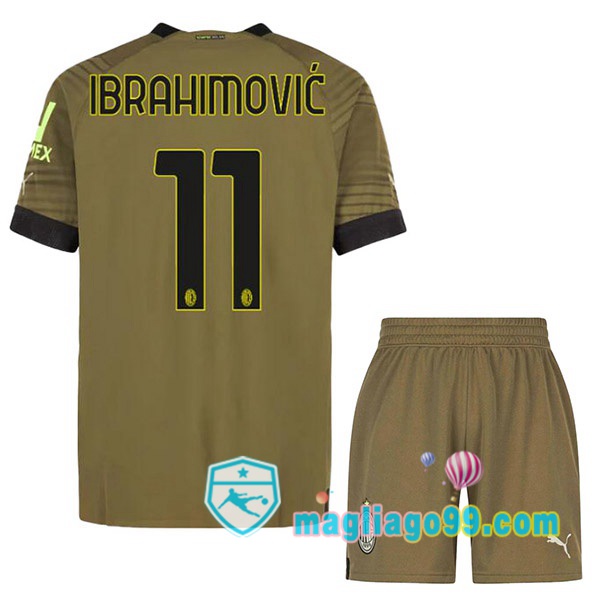 Magliago - Passione Maglie Thai Affidabili Basso Costo Online Shop | Maglia AC Milan (IBRAHIMOVIĆ 11) Bambino Terza Marrone 2022/2023