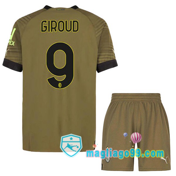Magliago - Passione Maglie Thai Affidabili Basso Costo Online Shop | Maglia AC Milan (GIROUD 9) Bambino Terza Marrone 2022/2023