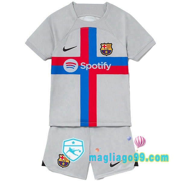 Magliago - Passione Maglie Thai Affidabili Basso Costo Online Shop | Maglia FC Barcellona Bambino Terza Grigio 2022/2023