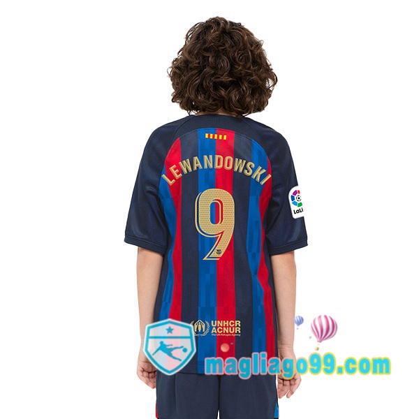 Magliago - Passione Maglie Thai Affidabili Basso Costo Online Shop | Maglia FC Barcellona (LEWANDOWSKI 9) Bambino Prima Rosso Blu 2022/2023