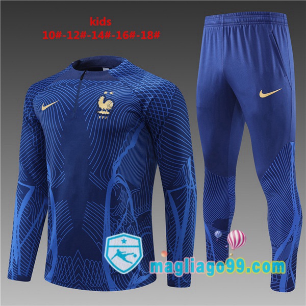 Magliago - Passione Maglie Thai Affidabili Basso Costo Online Shop | Tuta da Allenamento Francia Bambino Blu Royal 2022/2023