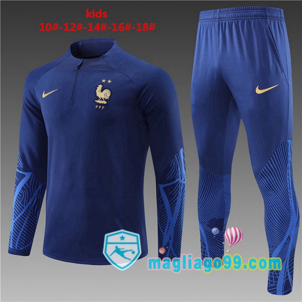 Magliago - Passione Maglie Thai Affidabili Basso Costo Online Shop | Tuta da Allenamento Francia Bambino Blu Royal 2022/2023