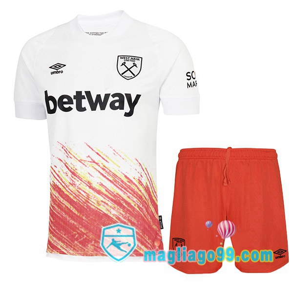 Magliago - Passione Maglie Thai Affidabili Basso Costo Online Shop | Maglia West Ham Bambino Terza Bianco Rosso 2022/2023