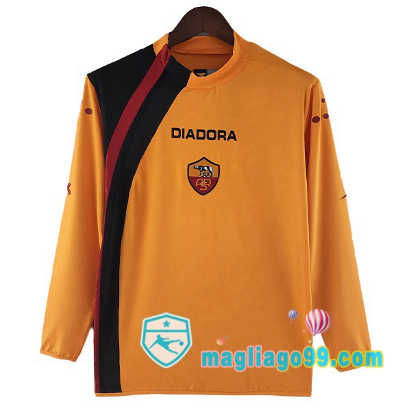 Magliago - Passione Maglie Thai Affidabili Basso Costo Online Shop | Maglia Storica AS Roma Retro Prima Maniche Lunghe Arancione 2005-2006