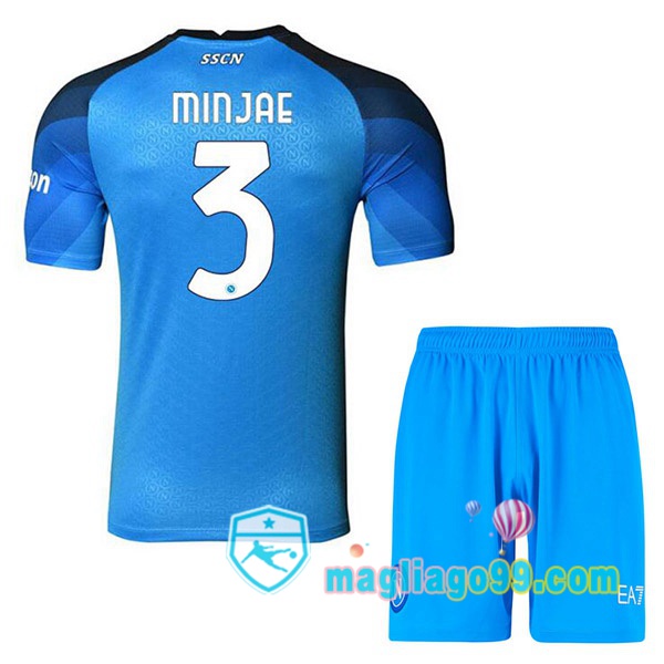 Magliago - Passione Maglie Thai Affidabili Basso Costo Online Shop | Maglia SSC Napoli (Minjae 3) Bambino Prima Blu 2022/2023