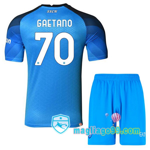 Magliago - Passione Maglie Thai Affidabili Basso Costo Online Shop | Maglia SSC Napoli (Gaetano 70) Bambino Prima Blu 2022/2023
