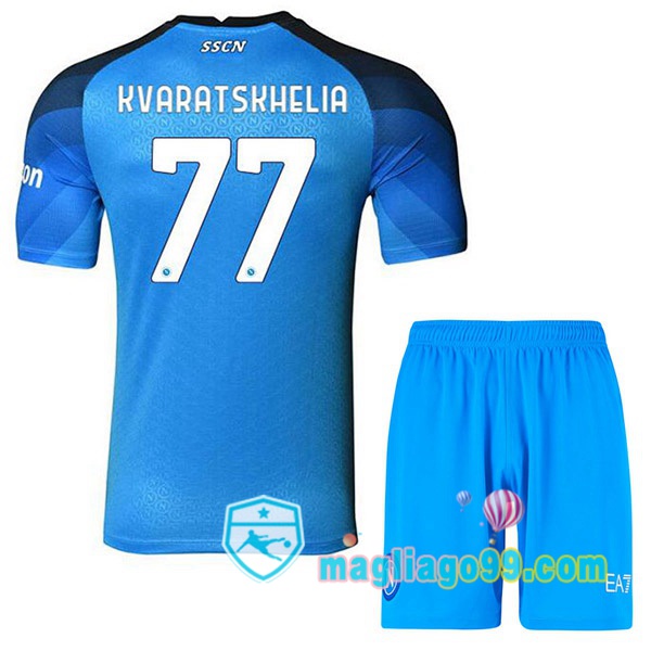 Magliago - Passione Maglie Thai Affidabili Basso Costo Online Shop | Maglia SSC Napoli (Kvaratskhelia 77) Bambino Prima Blu 2022/2023
