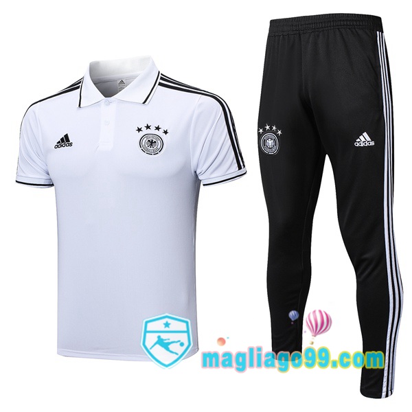 Magliago - Passione Maglie Thai Affidabili Basso Costo Online Shop | Germania Polo Maglia Uomo + Pantaloni Bianco 2023/2024