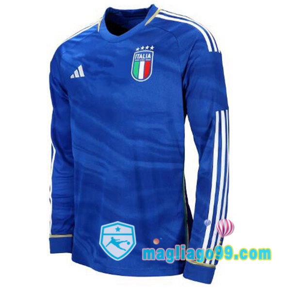 Magliago - Passione Maglie Thai Affidabili Basso Costo Online Shop | Nazionale Maglia Calcio Italia Maniche Lunghe Prima Blu 2023/2024