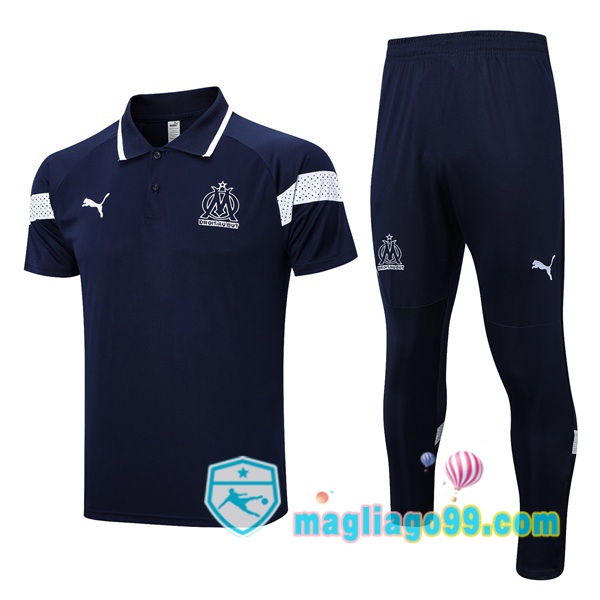 Magliago - Passione Maglie Thai Affidabili Basso Costo Online Shop | Marsiglia OM Polo Maglia Uomo + Pantaloni Blu Royal 2023/2024