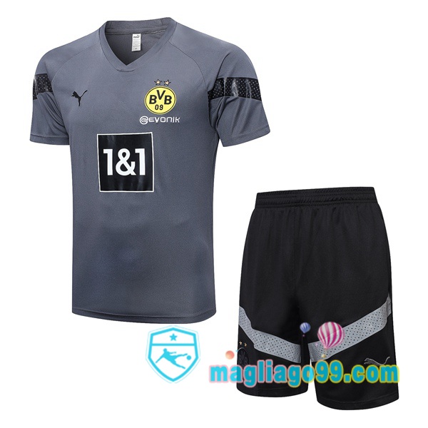 Magliago - Passione Maglie Thai Affidabili Basso Costo Online Shop | Tuta Maglie Allenamento Dortmund BVB + Shorts Grigio 2023/2024