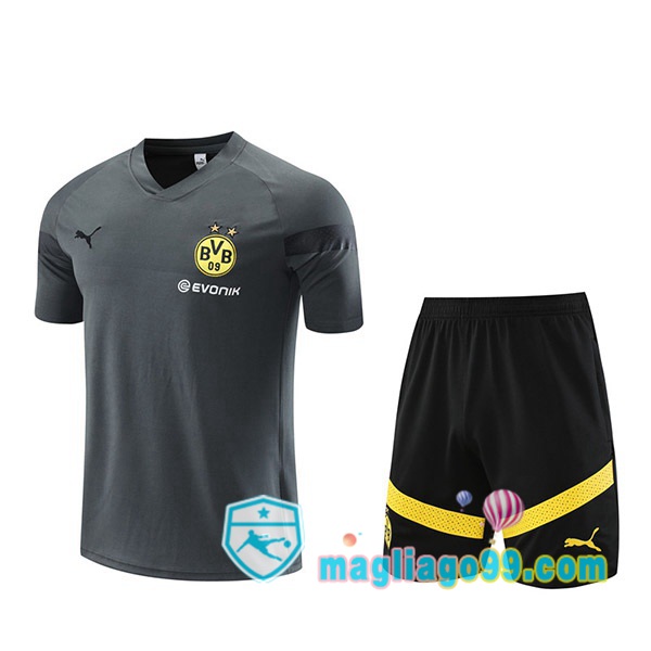 Magliago - Passione Maglie Thai Affidabili Basso Costo Online Shop | Tuta Maglie Allenamento Dortmund BVB + Shorts Grigio 2023/2024