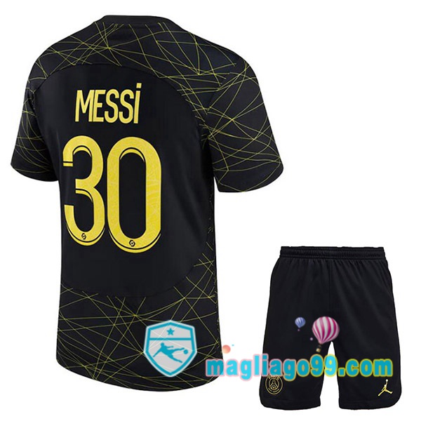 Magliago - Passione Maglie Thai Affidabili Basso Costo Online Shop | Maglia Paris PSG (MESSI 30) Bambino Quattro Nero 2022/2023