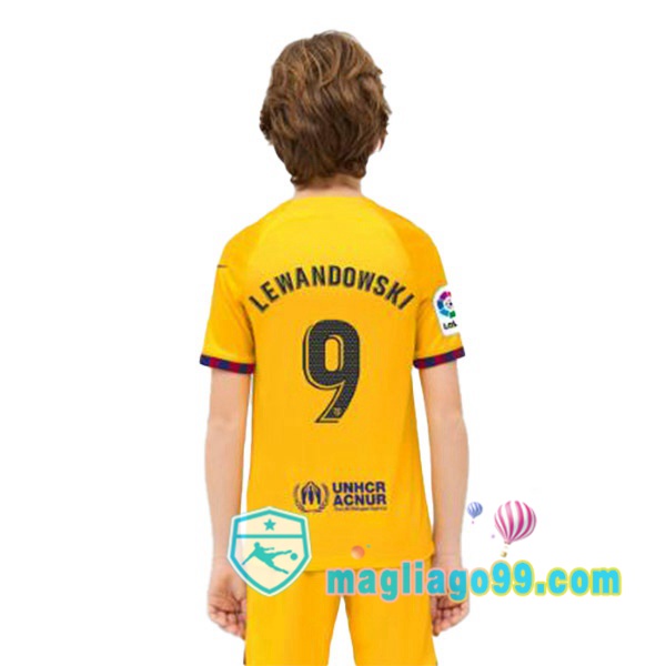 Magliago - Passione Maglie Thai Affidabili Basso Costo Online Shop | Maglia FC Barcellona (LEWANDOWSKI 9) Bambino Quattro Giallo 2022/2023