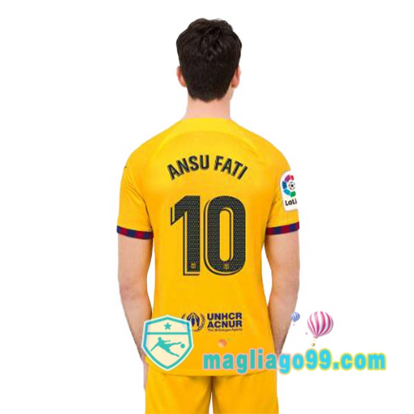 Magliago - Passione Maglie Thai Affidabili Basso Costo Online Shop | Maglia FC Barcellona (ANSU FATI 10) Quattro Giallo 2022/2023