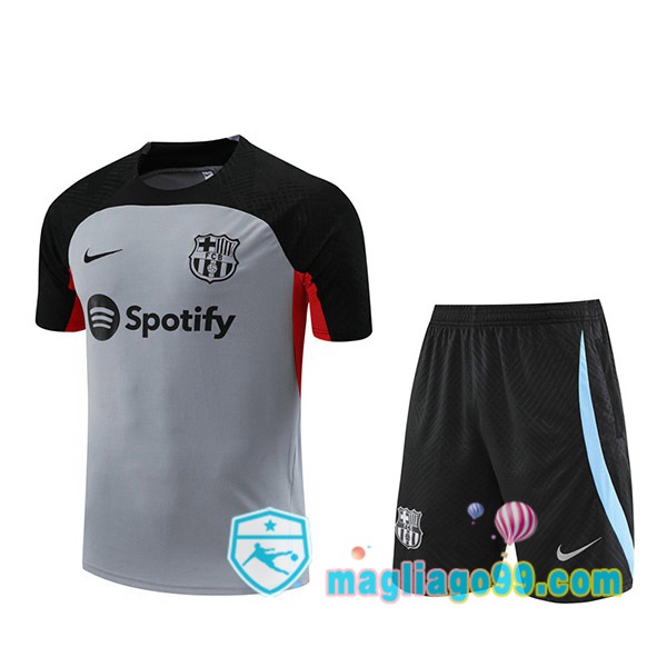 Magliago - Passione Maglie Thai Affidabili Basso Costo Online Shop | Tuta Maglie Allenamento FC Barcellona + Shorts Grigio 2023/2024