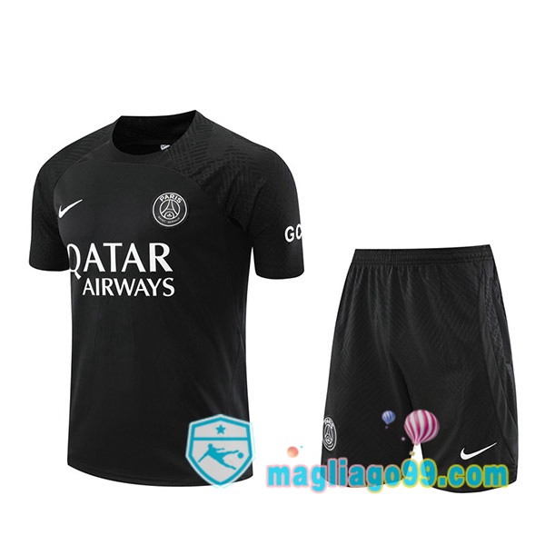 Magliago - Passione Maglie Thai Affidabili Basso Costo Online Shop | Tuta Maglie Allenamento Paris PSG + Shorts Nero 2023/2024