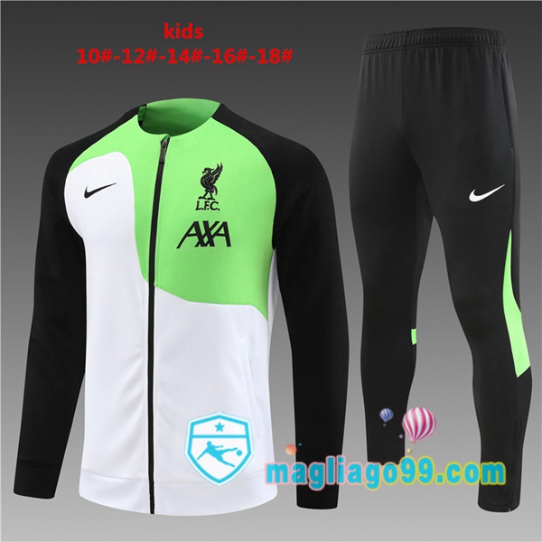Magliago - Passione Maglie Thai Affidabili Basso Costo Online Shop | Giacca Da Allenamento FC Liverpool Bambino Bianco Verde 2023/2024