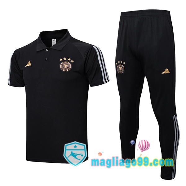 Magliago - Passione Maglie Thai Affidabili Basso Costo Online Shop | Germania Polo Maglia Uomo + Pantaloni Nero 2023/2024