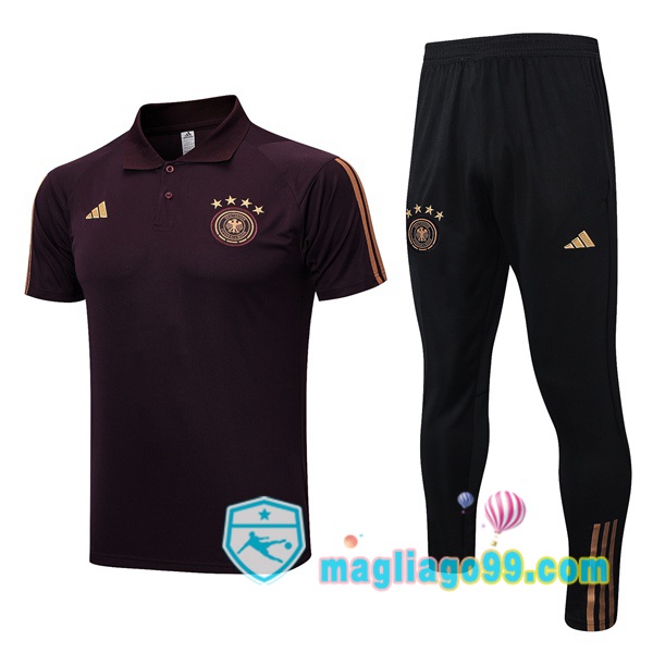 Magliago - Passione Maglie Thai Affidabili Basso Costo Online Shop | Germania Polo Maglia Uomo + Pantaloni Marrone 2023/2024