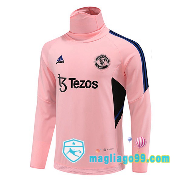 Magliago - Passione Maglie Thai Affidabili Basso Costo Online Shop | Felpe Allenamento Manchester United Collo Alto Rosa 2023/2024