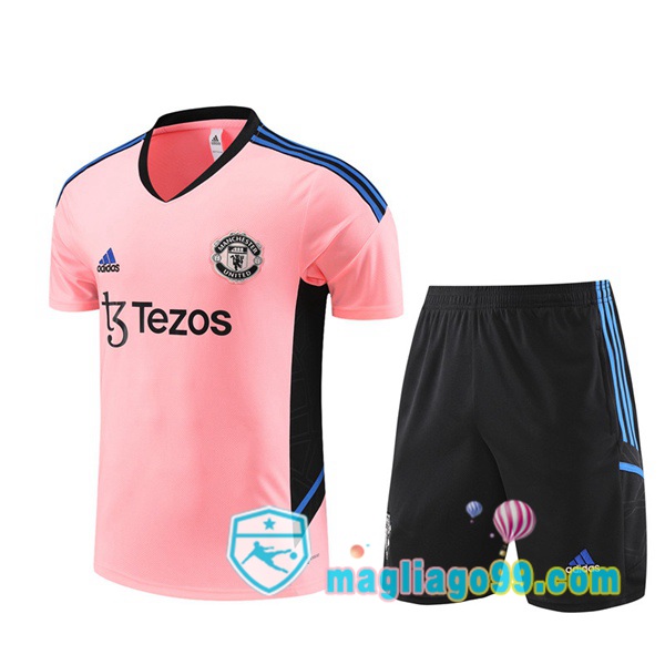 Magliago - Passione Maglie Thai Affidabili Basso Costo Online Shop | Tuta Maglie Allenamento Manchester United + Shorts Rosa 2023/2024