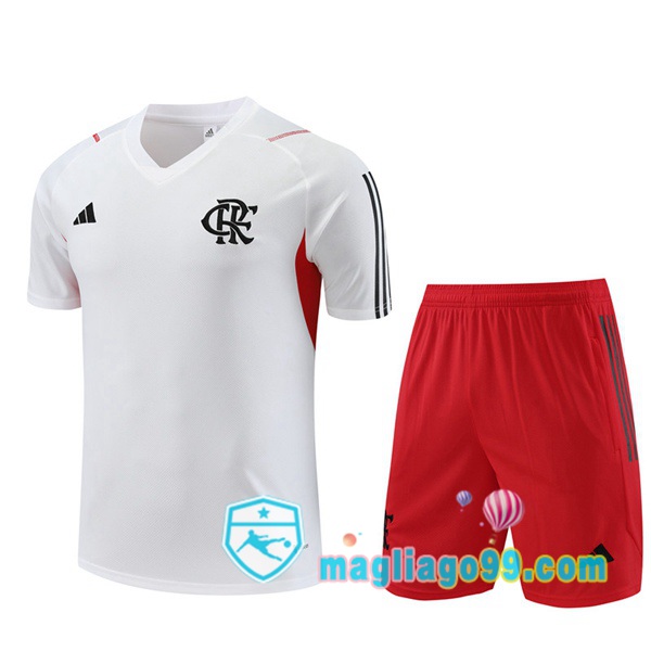 Magliago - Passione Maglie Thai Affidabili Basso Costo Online Shop | Tuta Maglie Allenamento Flamengo + Shorts Bianco 2023/2024